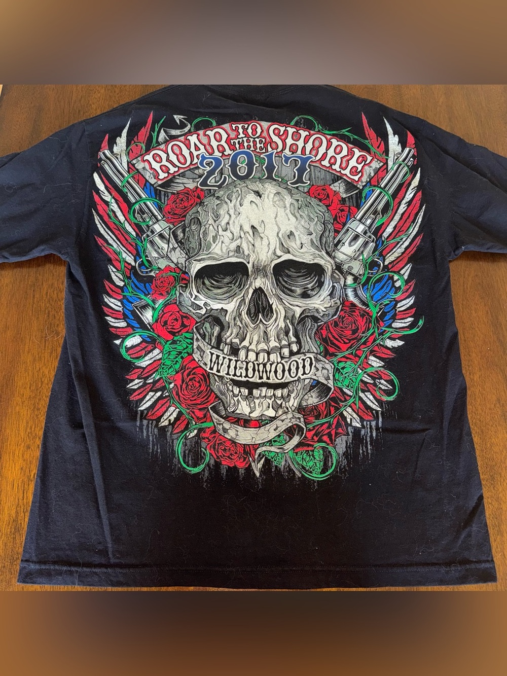 Hot Leathers 2017 Wildwood Roar to the Shore Bike Rally Graphic T-Shirt Black XL